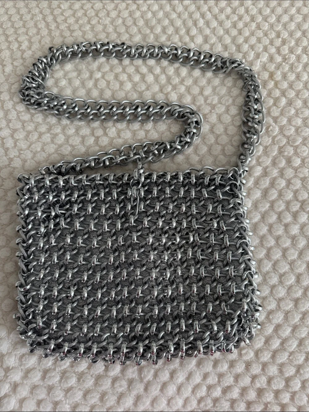 1960 Raul Calabro, Italian Silver Chainmail Crossbody Bag with Chain Strap